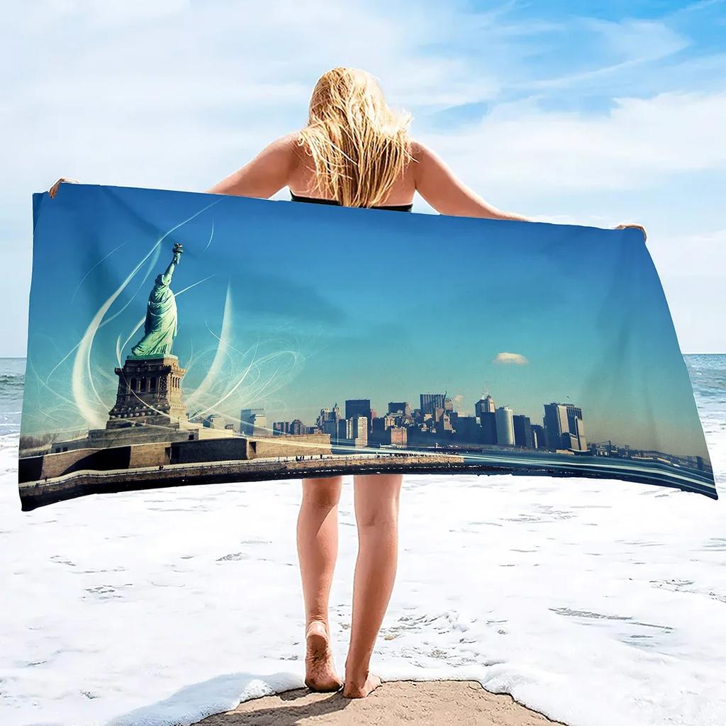 Beach Towel Statue of Liberty Microfiber Beach Towels Quick Dry Towel Sand Proof Super Absorbent Beach Towels Independence Day