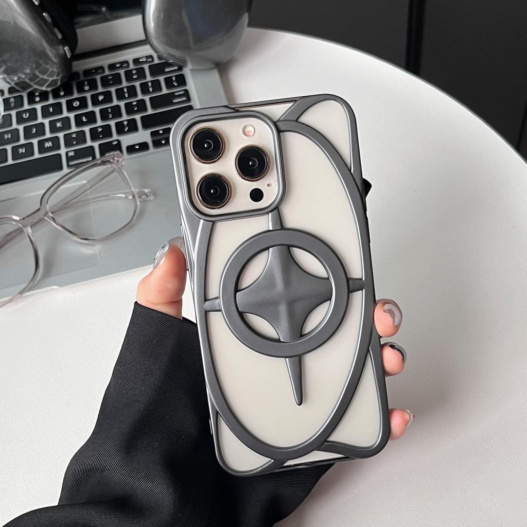 Applicable To Apple 16 ProMax Hollow Magnetic Suction Mobile Phone Case Electroplating IPhone 15 Matte Heat Dissipation 14 Anti Fall Soft Sleeve