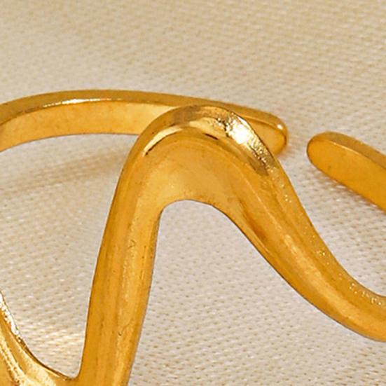 Offener Ring für Damen, verstellbar, Edelstahl, unregelmäßige Linienform, poliert, einfarbig, glatt, rostfrei, für den Alltag, Party, Abschlussball, Fingerschmuck