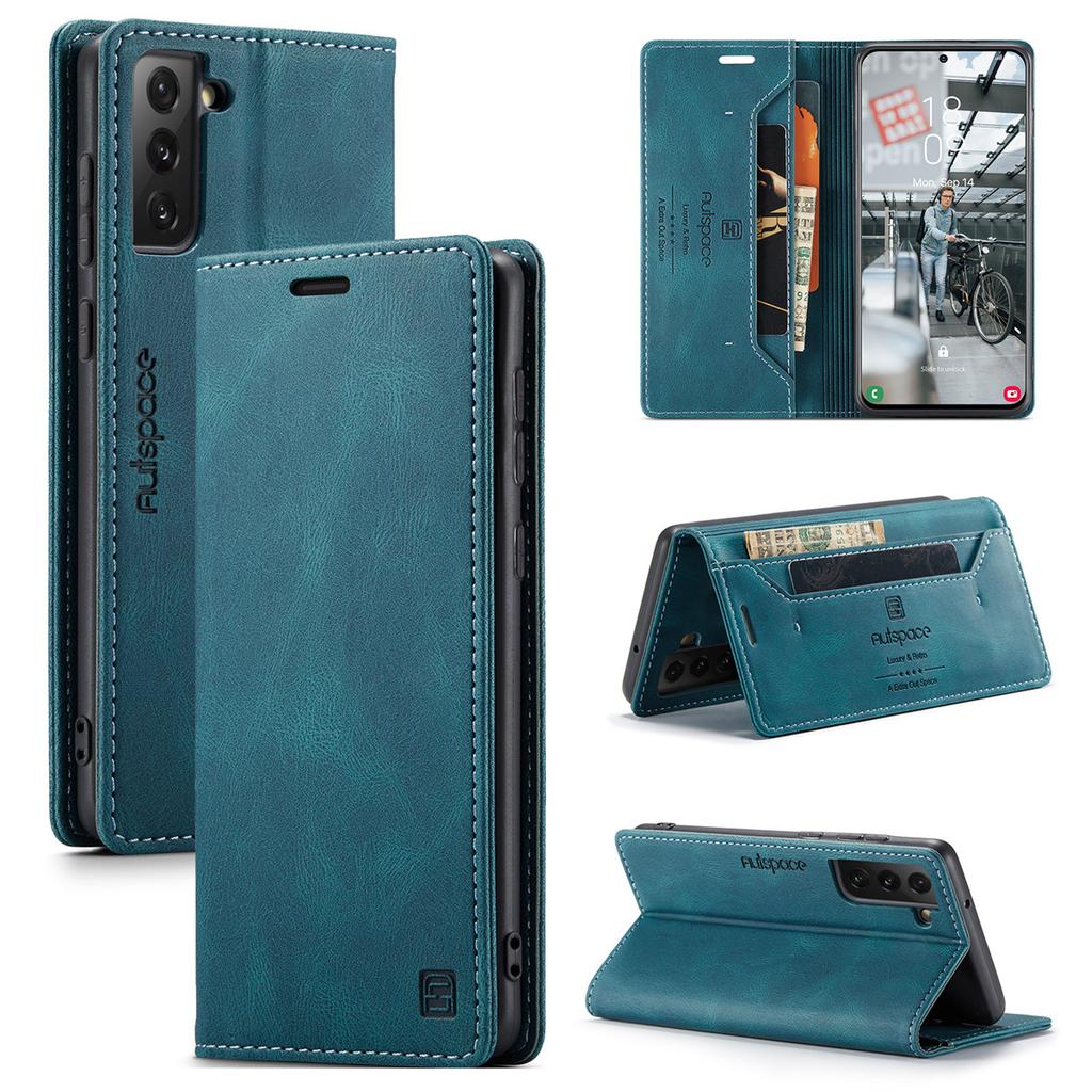 Premium Vintage Leather Wallet Case for Samsung Galaxy S21 FE- Flip Cover with Card Slots, Shockproof Retro Style (4 Colors)