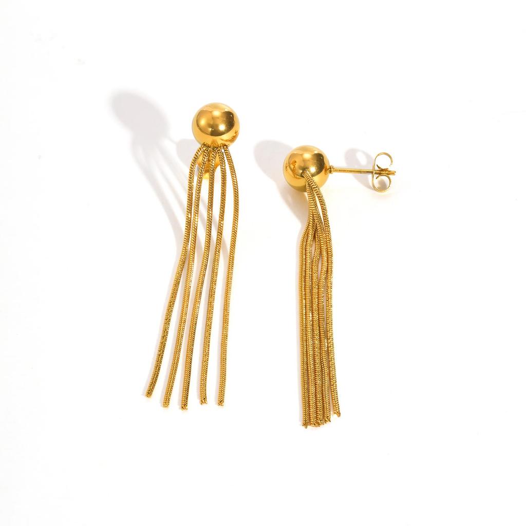 Exaggerate Luxury Long Tassel Earrings for Women, Stainless Steel Gold Color Drop Earrings, Fashion Statement Jewelry Gift