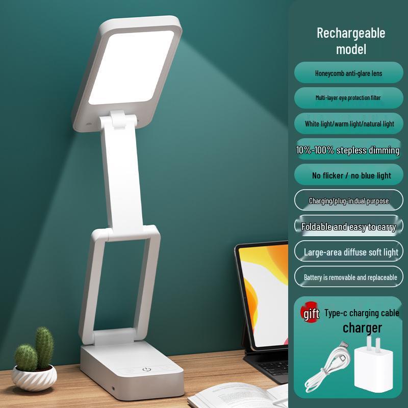 LED Eye Protection Folding Desk & Bedside Lamp with Anti-Blue Light USB Night Light for Study and Reading