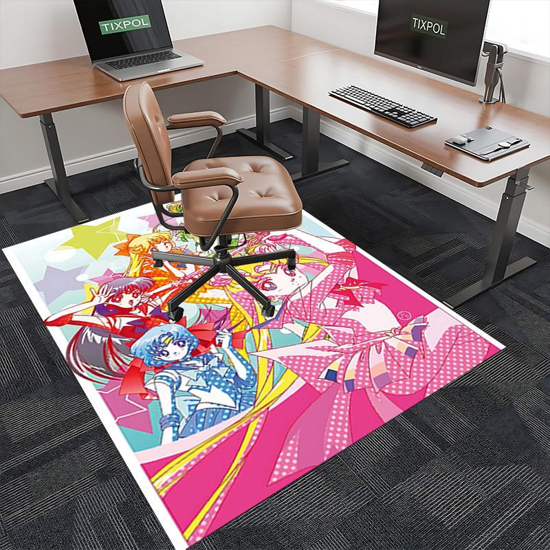 1pc Sailor Moon Anime Cartoon Design Chair Mat - Non-Slip Carpet for Office, Home Decor, Living Room, Bedroom, Game Room - Perfect Gift for Fans.O059