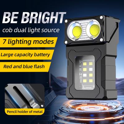 Mini Torcia LED COB Portatile Regolabile Rotante Magnetica Ricaricabile USB Torcia da Esterno Lanterna di Emergenza da Campeggio