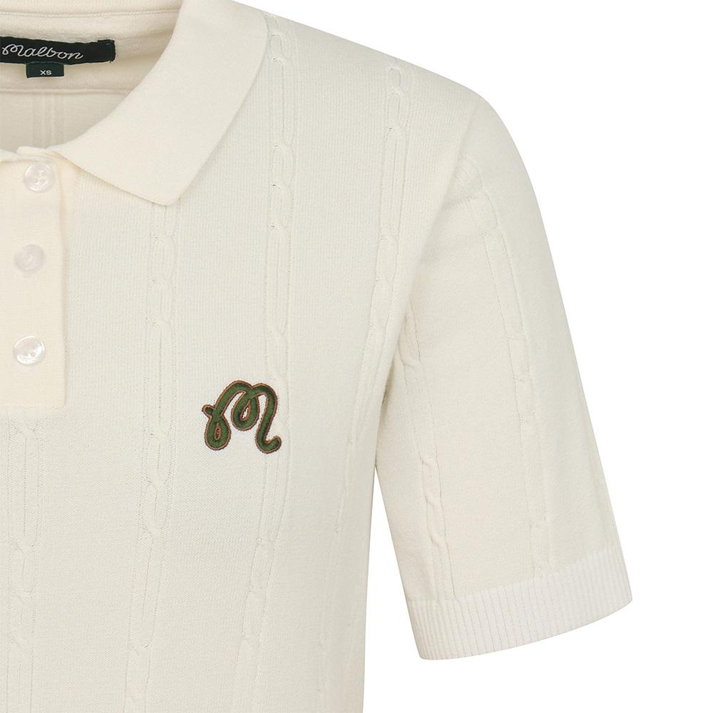 MALBON GOLF M Chain Cable Pattern Casual Short Sleeve Knit Ivory (Woman)
