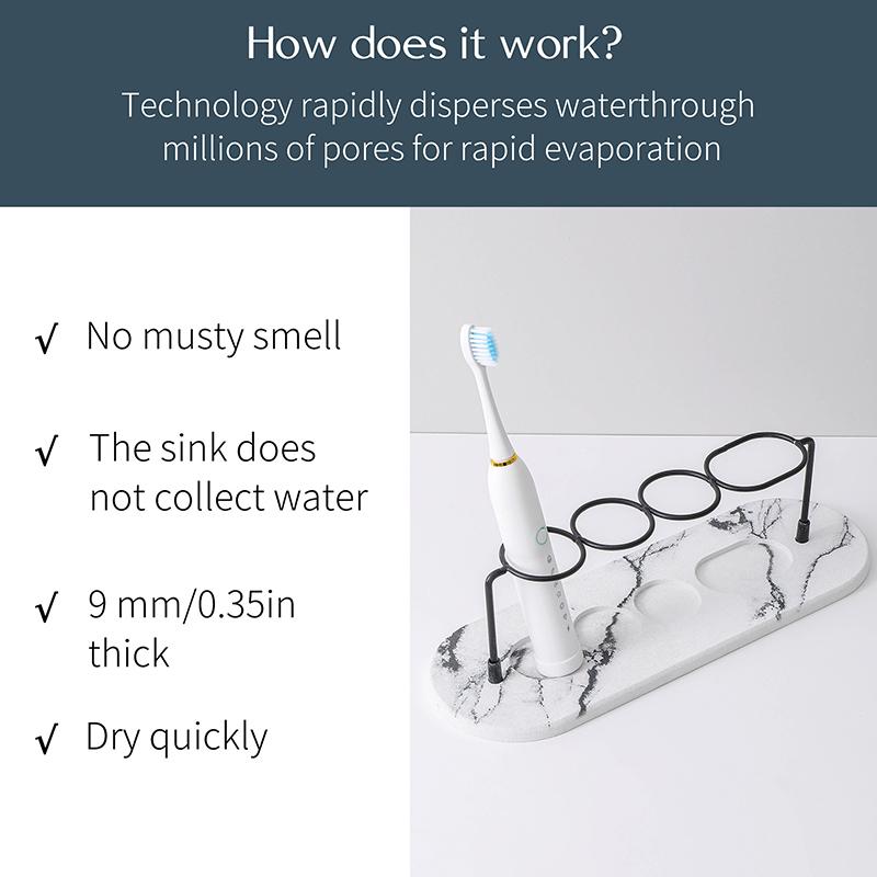 New Diatomaceous Earth Drying Mat Electric Toothbrush Holder Bathroom Waterproof Mat Coaster Absorbent Mat, Non-slip.