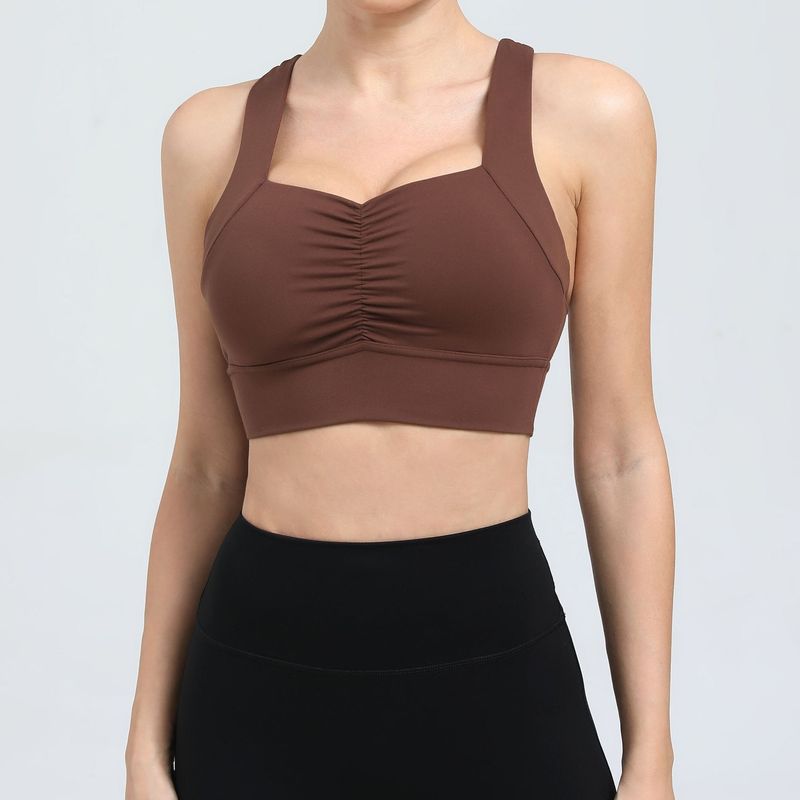 

2025 Nude Feel Yoga Vest Beauty Back Quick-Drying High-Strength Sports Underwear Sports Running Fitness Bra Shockproof Elastic Coffee M
