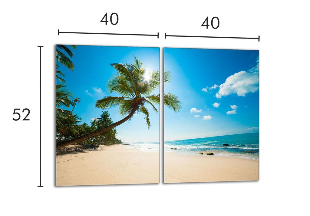 Szklana płyta ochronna na kuchenkę 2x40x52 Plaża