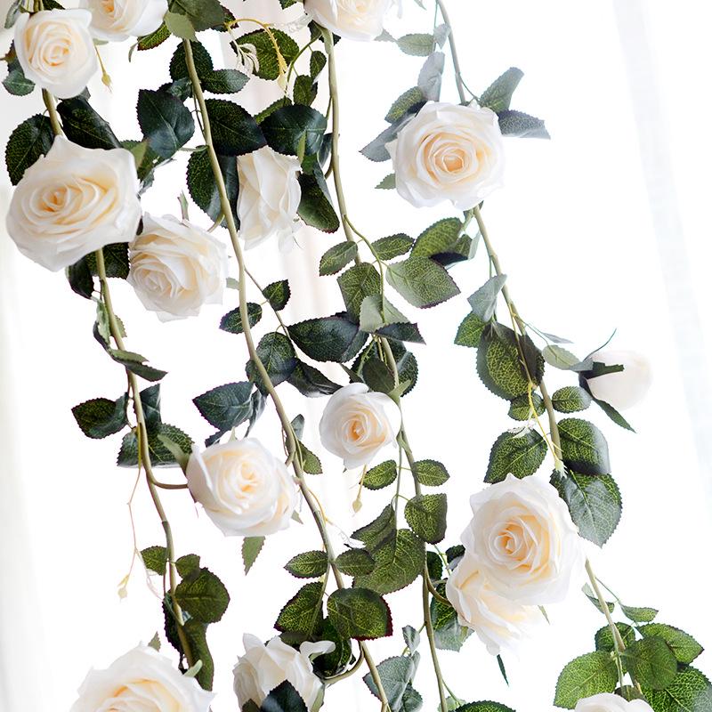 Rose Vine Air Conditioning Pipe Cover: Decorative Plastic Fake Flower Vine for Wall and Roof Hanging
