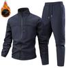 Winter Men Outdoor Fleece Sport Suits Tracksuit Men Sportswear Thick Hike Sets Male Joggers Hooded Suit Jacket Pant 2 Pieces