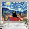 Funny Cat Tapestry for Bedroom, Cute Black and White Tapestry Anime Tapestry Wall Hanging with, Gifts for Cat Lovers, Cats Wall