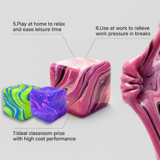 Flow Texture Stress Cube Anxiety Relief Cube Squeeze Sensory Toy Slow Rebound Decompression Stress Ball Home Office Relaxation Tool