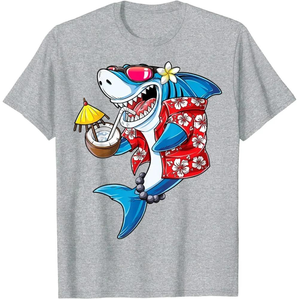 Shark Hawaiian Funny Aloha Hawaii Beach Gifts Men T-Shirt Casual Cotton Daily Four Seasons Streetwear Graphic T Shirts