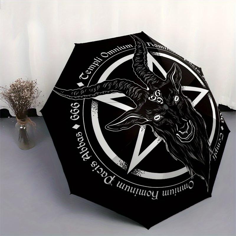 "Satanic Goat Head Umbrella, Cute Umbrella with Cute Design, Portable 3-Fold Compact Umbrella for Men & Women, Valentine's Day Mother's Day Gift S446