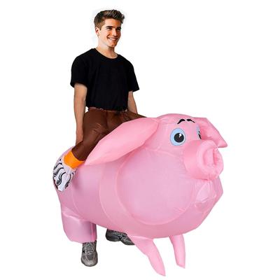 Lustiges aufblasbares Schwein Reitkostüm für Erwachsene