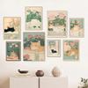 Gato Atigrado Japonés en Bañera Impresiones de Póster Pintura sobre Lienzo Estética Retro Arte de Pared Imagen Japandi Baño Aseo Decoración para el Hogar