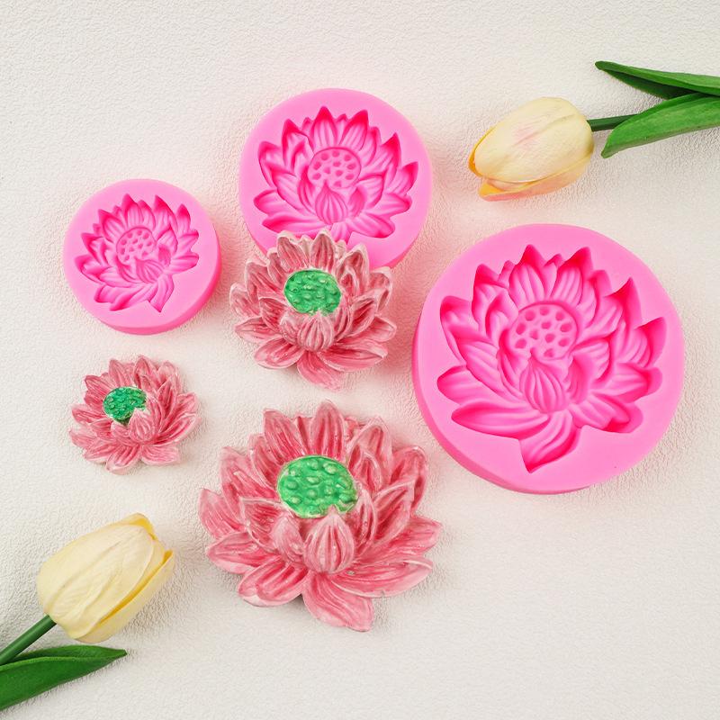 Lotus Shape Silicone Mold Large, Medium And Small Lotus Seed Chocolate Fondant Scented Candle Cake Decoration Mold