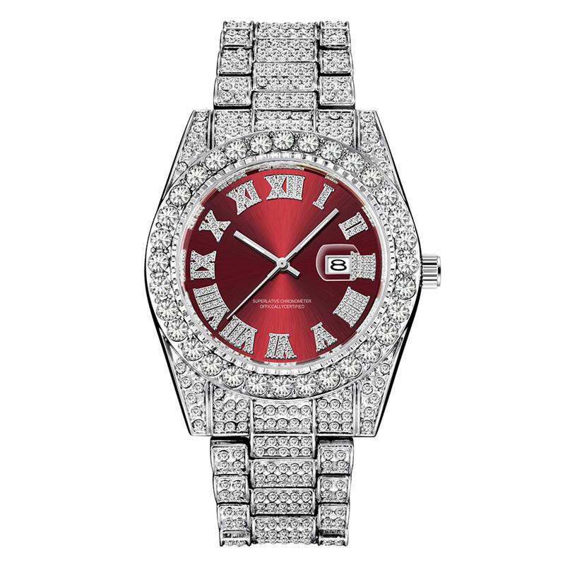 Men Genuine Big Brand Designer Watches Luxury Diamond Golden Fashion Alloy Band Calendar Quartz Gifts Watch Silver Reloj Hombre
