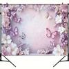 Boho Pink Floral Butterfly Tapestry Flower Wall Hanging Backdrop for Aesthetic Room Decor, Bridal Shower and Party