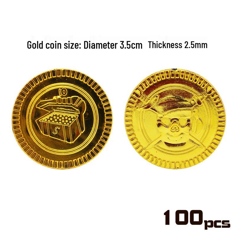 100-Piece Pirate Treasure Chest Coins: Decorative Halloween Figurines for Pirate Themes