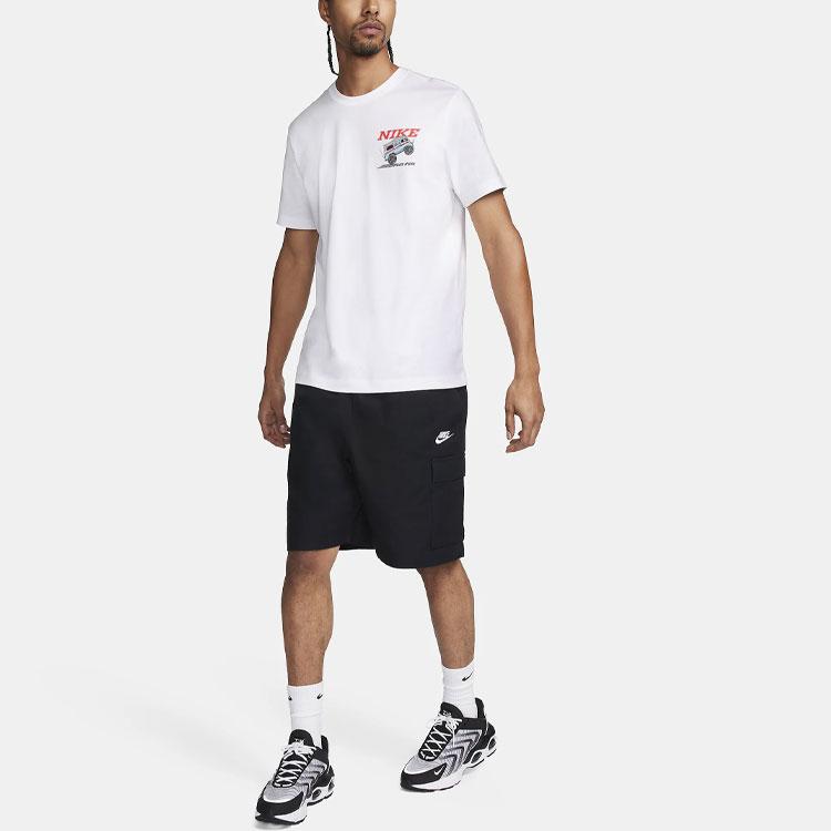 Nike Sportswear Letter Pattern Printed Ribbed Crew Neck Short Sleeve T-Shirt Men Tops White FQ3764-100