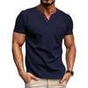 Mens V Neck Short Sleeve Solid Color Loose Fit T Shirt