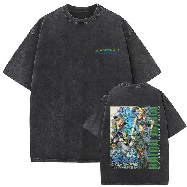 Men'S And Women'S Bizarre Adventure Graphic T-Shirt Cotton Street Wash Clothing Casual Vintage T-Shirt Anime Gu
