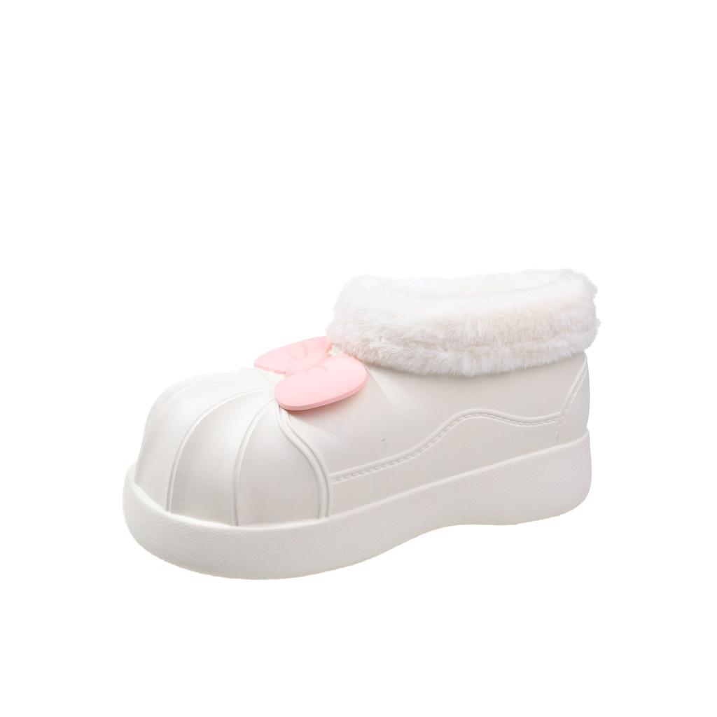 Autumn And Winter Women's Waterproof Rain Boots With Cotton To Keep Warm And Cute Cartoon Bow Ultra-light Waterproof Rain Boots