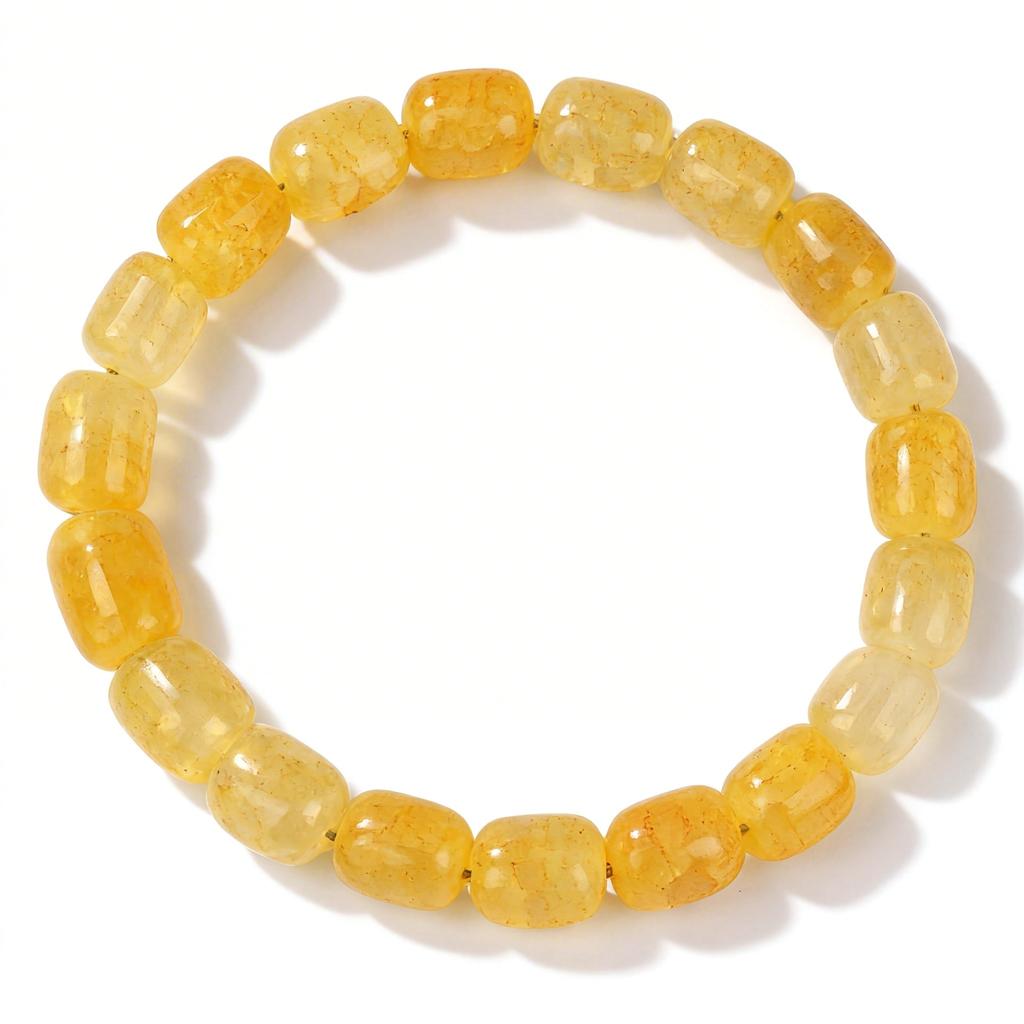 Yellow Citrine Crystal Brazaletes Stone Beaded Bracelet for Women Men Accessory