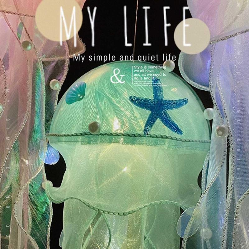 Hanging Jellyfish Light Glowing Night Hanging Light Crafts Household for Indoor Outdoor Garden Yard Decoration