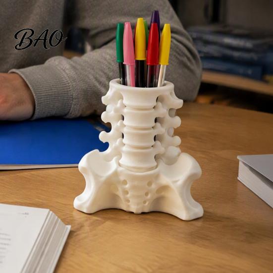 Realistic Pelvis Base Simulated Spine Pen Holder, Creative Skeleton Desktop Organizer, Durable Organizer PLA 3D Printed Anatomy Ornament for