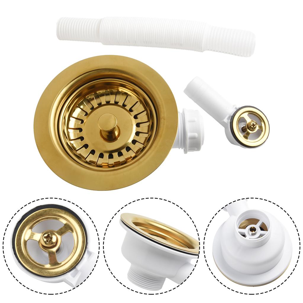 Reliable Drain Sink Downcomer Strainer 114MM Durability Functionality Gold-Plated Lightweight Overflow Prevention