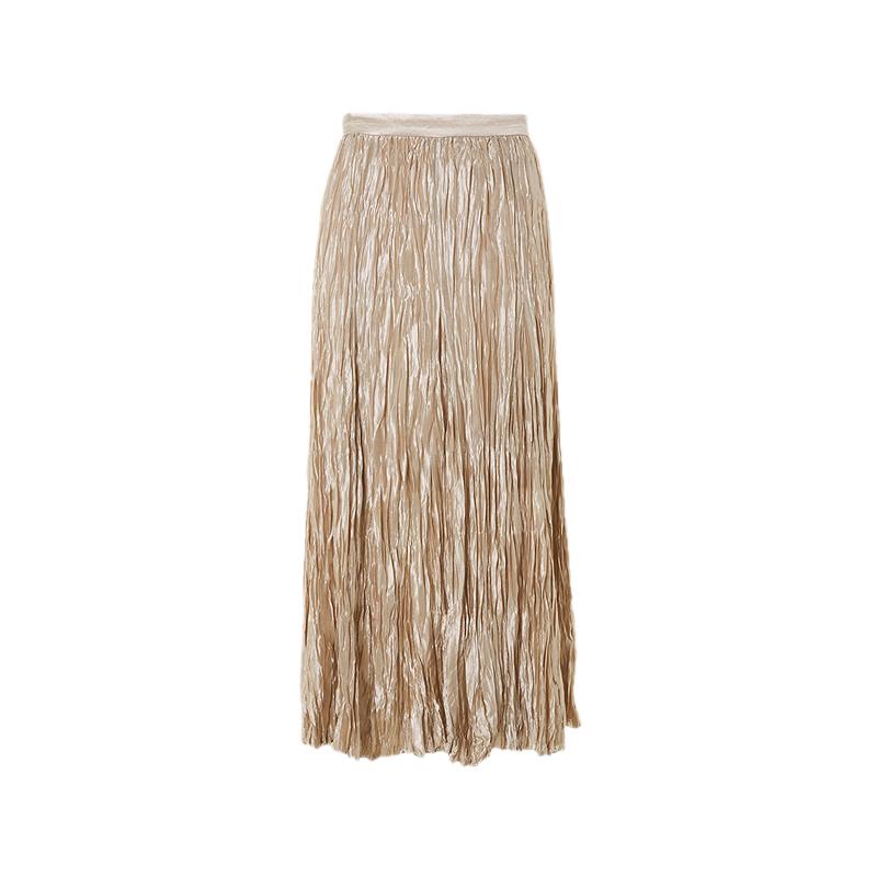 

Langzi Artist Collaboration Pleated Textured A-line Midi Skirt XL
