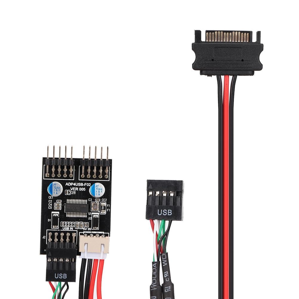 1 Male to 2 Male Port USB 2.0 Header 9PIN to Dual 9PIN Extension HUB with SATA Power Cable