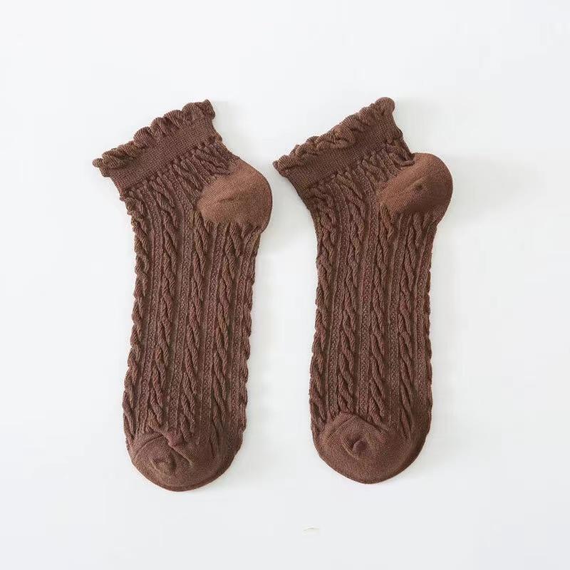 

Женские летние тонкие градиентные однотонные хлопковые простые милые носки удобные с краем «деревянное ушко» одежда в стиле лолита One Size кофейный