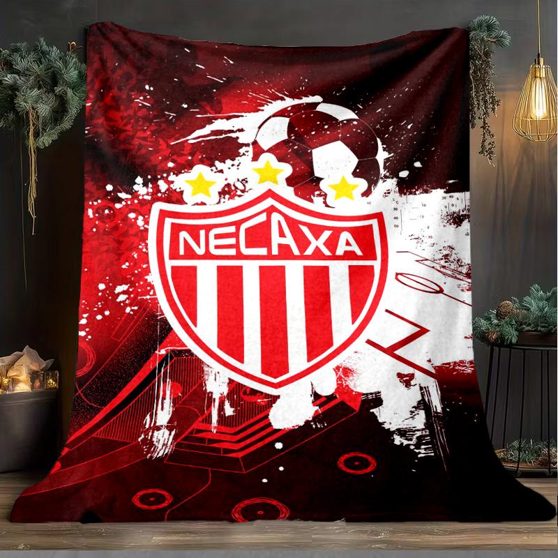 1PC Football Crest Heartbeat Printed Soft Flannel Blanket Throw for Adult Bedroom Living Room Sofa Camping Travel Fan gifts Christmas Gifts