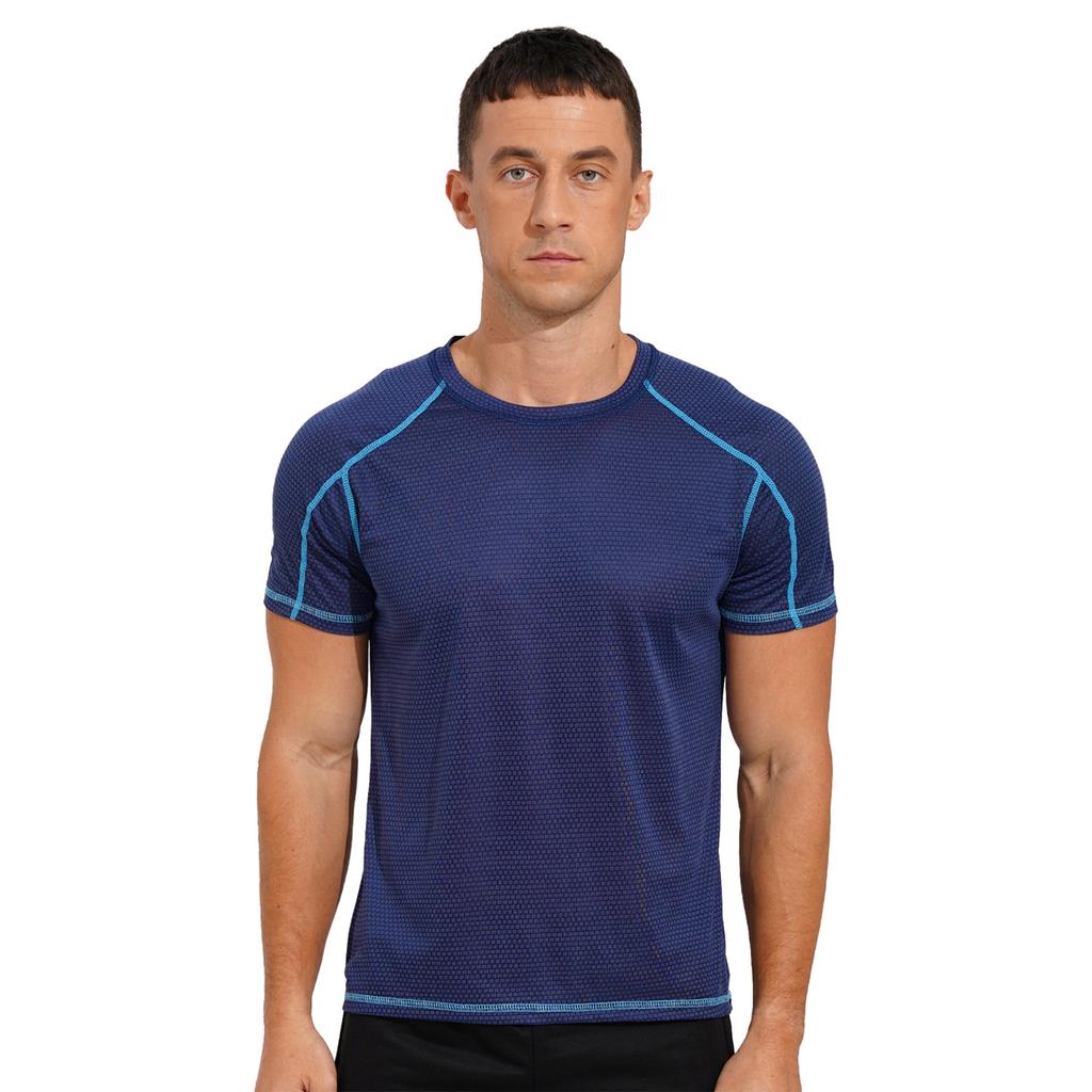 Athletic Men's Performance Short Sleeve T-Shirt Male's Breathable Ice-silk Quick-drying Running Sports Top