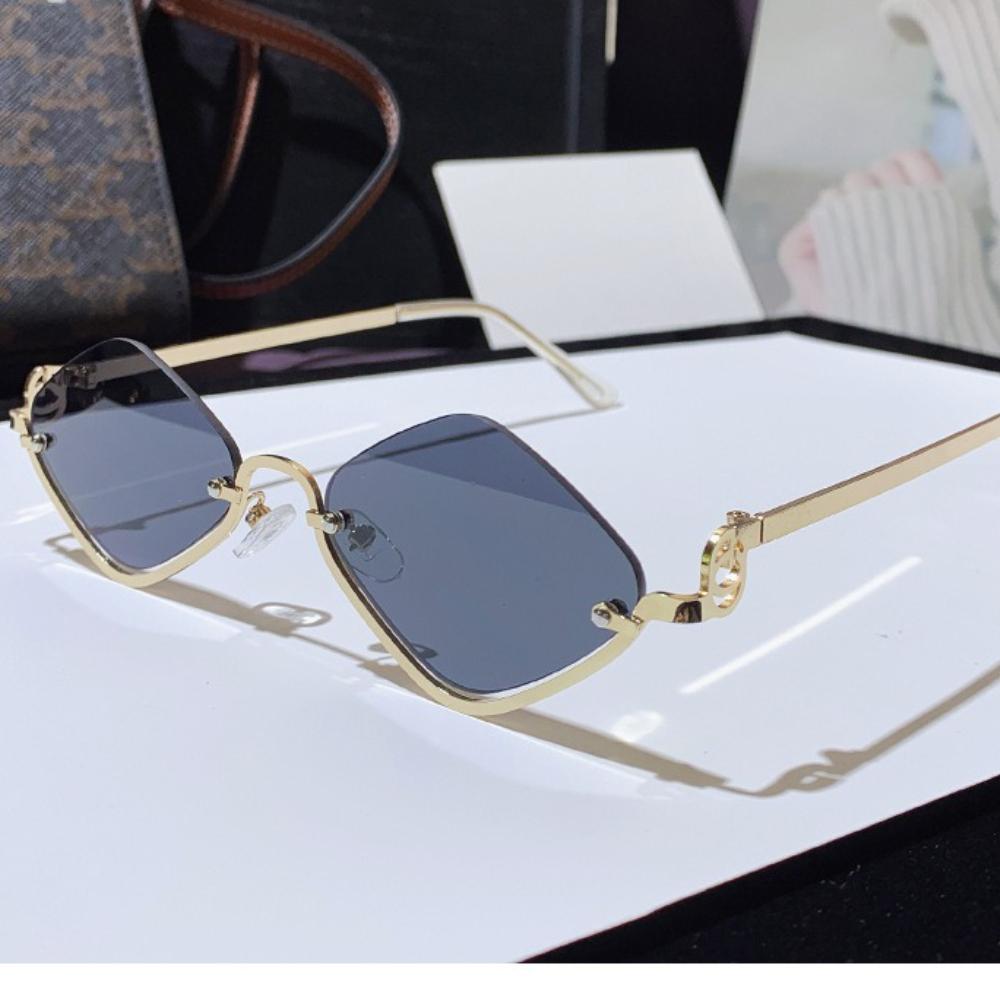 Fashion Half Frame Metal Sunglasses Luxury New Small Frame ladies's Summer Beach Street Photography Sunglasses