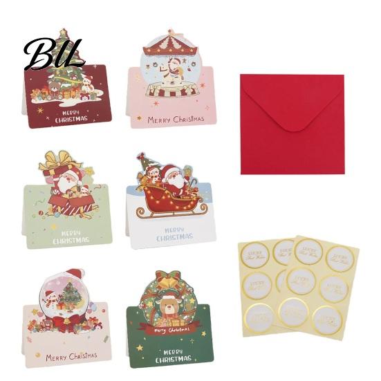 Christmas Stationery for Gifts 10 Pcs 3D Greeting Card, Cute Tree Santa Snowman Display Cards Wreath Design Holiday Festive Messages, Wishes Souvenirs
