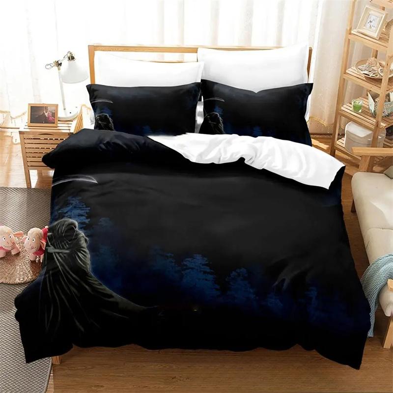 Dark Grim Reaper Bedding Set,Duvet Cover Comforter Bed Set Quilt Cover Pillowcase,King Queen Twin Size Boys Girls Adultse