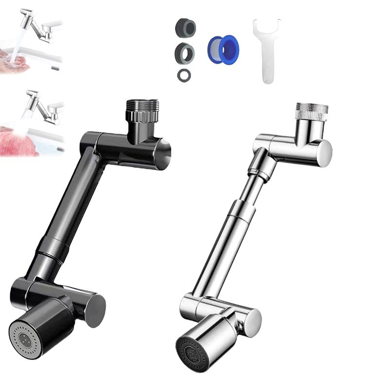 1440° Rotatable Scalable Metal Faucet Bathroom Tap Splash-Proof Bubbler Kitchen Faucet Filter Nozzle Tap Saving Water Extender