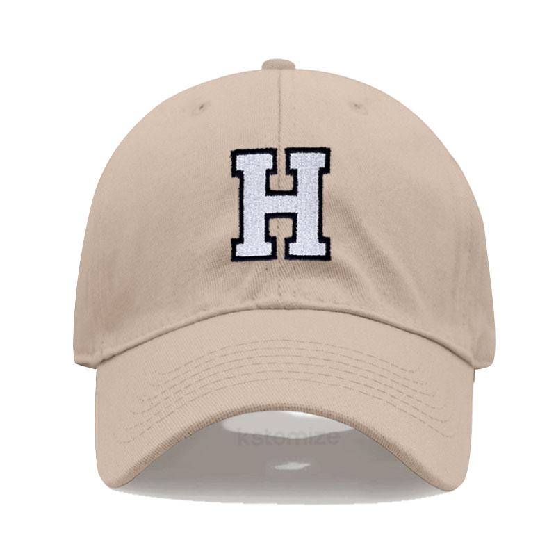 Initial Letter A-Z Embroidered Khaki Baseball Cap for Women Men Fashion Adjustable Soft Cotton Dad Hat Unisex Classic Golf Caps