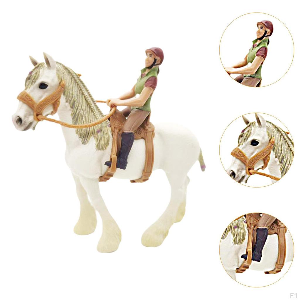 Tiermodell Pferd Actionfigur PVC mit Sattel Simulations-Spielset Wildtier-Statue Lernspielzeug