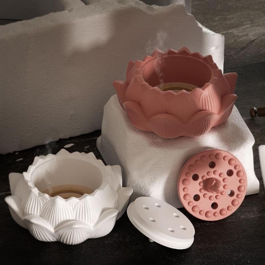 Lotus Incense Burner Silicone Mold DIY Aromatherapy Gypsum Lotus Storage Box Candle Cup Drip Glue Incense Burner Grinding Tool