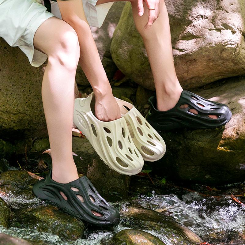 1pair Men Breathable Non Slip Slippers Thick-Soled Soft Sandals Fashion Comfortable Slides Beach Shoes Wading Clogs