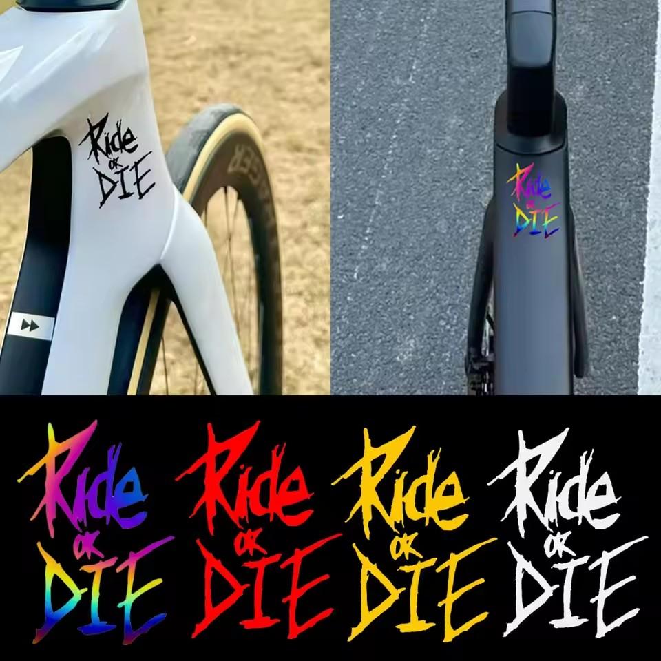 5.6 X 8 Cm Bike Frame Stickers Ride or Die Top Tube Decals for MTB Bicycle Decorative Frame Bike Auto Motorcycle Accessories