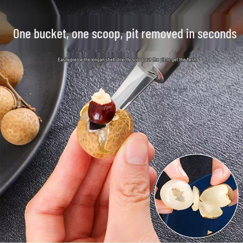 

Stainless Steel Lychee & Longan Pitter, Shrimp Line Remover, and Meat Scooper Kitchen Tool. Longan Pitter [1 Piece]