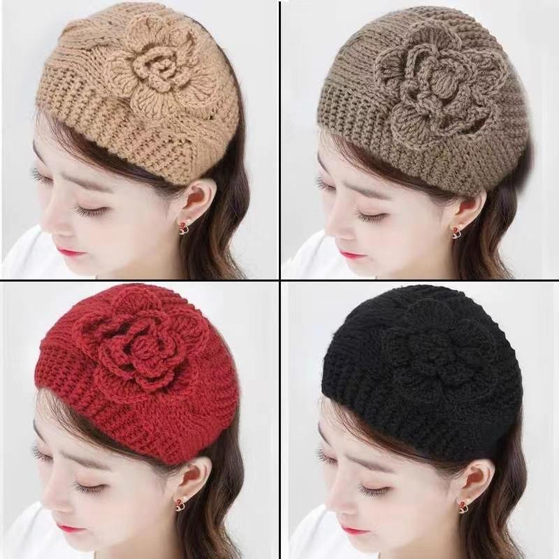 Hair band Women's trendy versatile wide hair band hat Autumn and winter handmade knitted wool Ear protection Warm wide edge hair accessories Head wear