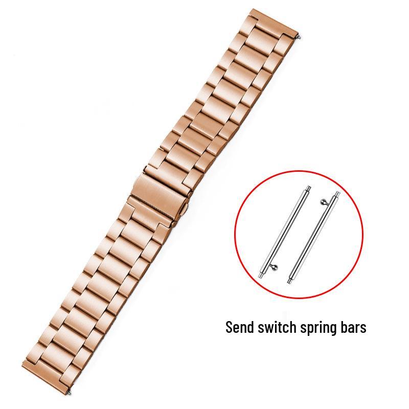 Universal Three-Bead Stainless Steel Watch Band for Apple, Huawei GT5, Smart, and Xiaomi iWatch