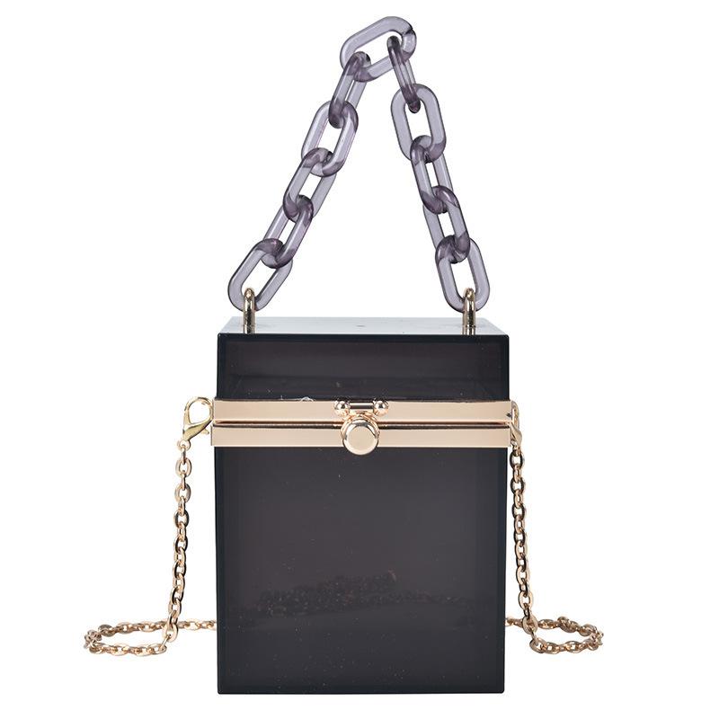 2025 summer Korean version acrylic transparent box chain small square bag portable shoulder messenger women's bag portable